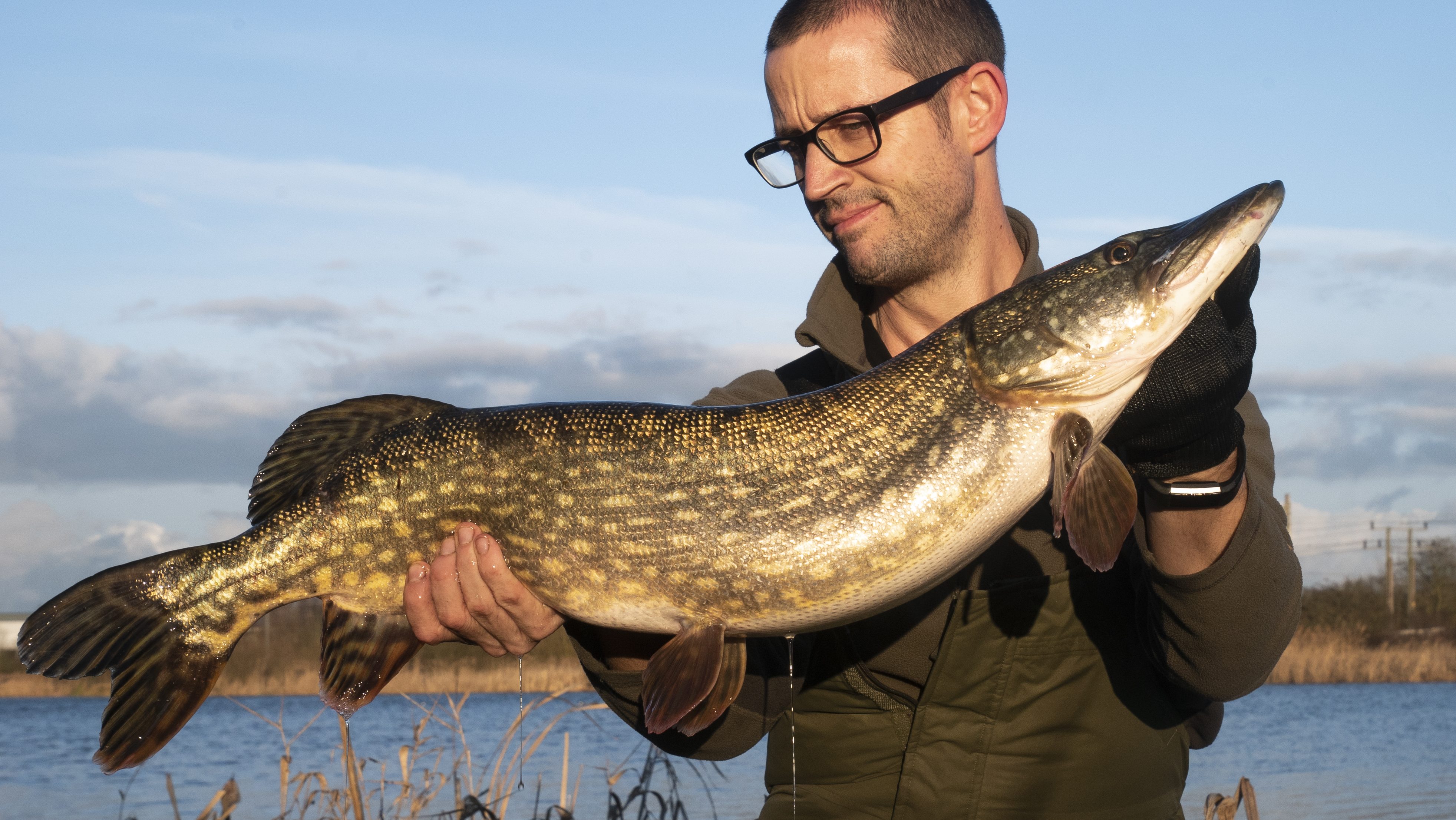 Big Pike on lures fishing in the lea valley in winter perch